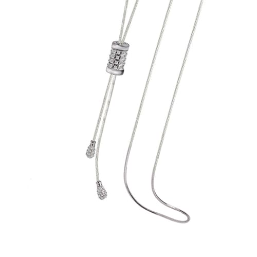 QUEENYARD Quasten-Anhänger, lange Kette, elegante Damen-Quasten-Anhänger, vielseitige lange Kette, Verzierung mit Kristallverzierung, Quasten-Charm von QUEENYARD