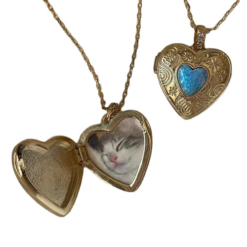 QUEENYARD Stilvolle Halskette mit Herz-Anhänger, auffälliger Buchumschlag, modischer Anhänger, Halsschmuck für Damen, 45+5cm, Kupfer von QUEENYARD