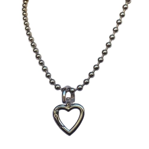 QUEENYARD Stilvolle Herz-Anhänger-Halskette, schlicht, hohl, Herz-Halsband, Halskette für Frauen, geometrische Schlüsselbeinkette, Schmuck, Geschenk, As Shown, Metall von QUEENYARD
