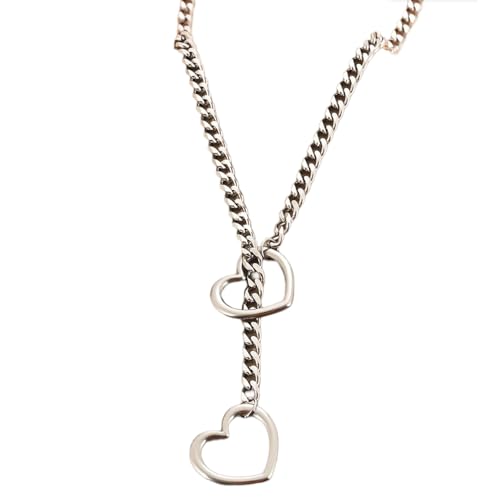 QUEENYARD Verstellbare Halskette mit Herz-Anhänger für Frauen, Gothic-Choker-Halsketten, Halskette, Schmuck, Geschenk für Teenager-Mädchen, As Shown, Edelstahl von QUEENYARD