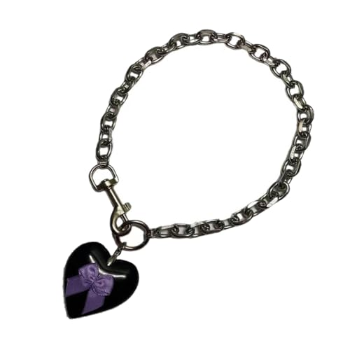 QUEENYARD Zierliche Liebes-Halskette mit verstellbarem Herz-Anhänger, stilvolle und einzigartige Kette, Schmuck für Frauen und Teenager-Mädchen, As Shown, Metall von QUEENYARD