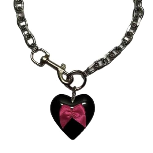 QUEENYARD Zierliche Liebes-Halskette mit verstellbarem Herz-Anhänger, stilvolle und einzigartige Kette, Schmuck für Frauen und Teenager-Mädchen, As Shown, Metall von QUEENYARD