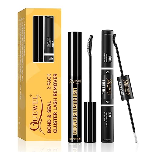QUEWEL Wimpern Kleber und Schuzter für Einzelne Wimpern,Große Cluster Wimpern Extension Remover Kit,Lash Bond Seal DIY Wimpern Extensions und Lash Cluster Glue Clear (DE-QU-TH-BR01) von QUEWEL