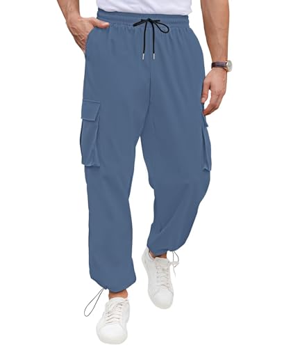 QUEZHU Cargohose Herren Jogginghosen Cargo Hosen für Männer Baggy Chino Sporthose Stretch Elastische mit Gummizug Freizeithose mit 5 Taschen Dunkel Blau XL von QUEZHU