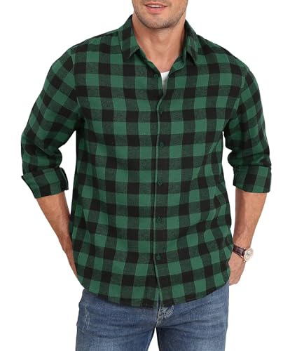 QUEZHU Flanellhemd Herren Kariertes Hemd Langarm Herren Kariert Freizeithemd Button Down Casual Western Regular Fit Grün XL QUEZHU Flanellhemd Herren Kariertes Hemd Langarm Herren Kariert Freizeithemd Button Down Casual Western Regular Fit Grün XL von QUEZHU