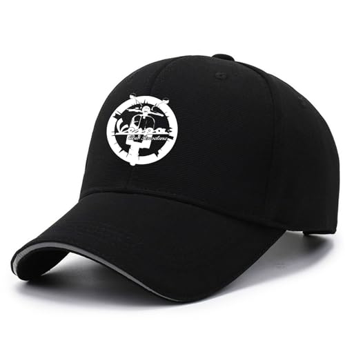 QUIFUN Kappe Herren V.e.s.p.a, Freizeit Retro Unisex Einstellbare Baseball Hut, Sonnenschutz Trucker Cap für Männer Frauen, Krempe(Black) von QUIFUN