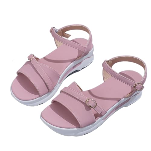 QUINTO Damen Sommer Sandalen 2024 Plateau Sandalen Keilabsatz Lässige Strandschuhe Plus Size Damen Sandalen,Rosa,36 von QUINTO