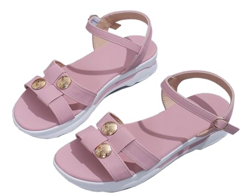 QUINTO Keilsandalen für Frauen, Damen Plateau Keilsandalen Offene Zehe Knöchelriemen Schnalle Plateausandalen Lässige Sommerkleid Schuhe,Rosa,36 von QUINTO