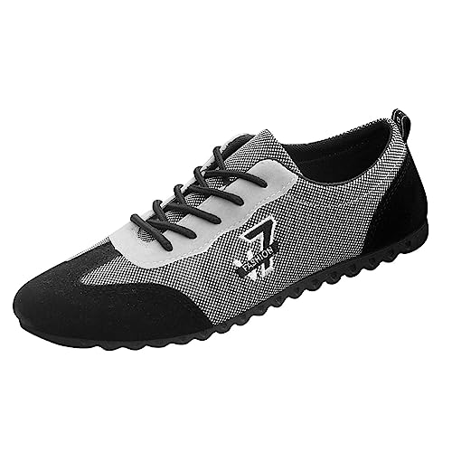 Fashion All Season Herren Freizeitschuhe Flache rutschfeste Sohle zum Schnüren Atmungsaktiv und bequem Colorblock Schuhe Herren klick (Black, 41) von QUINTRA