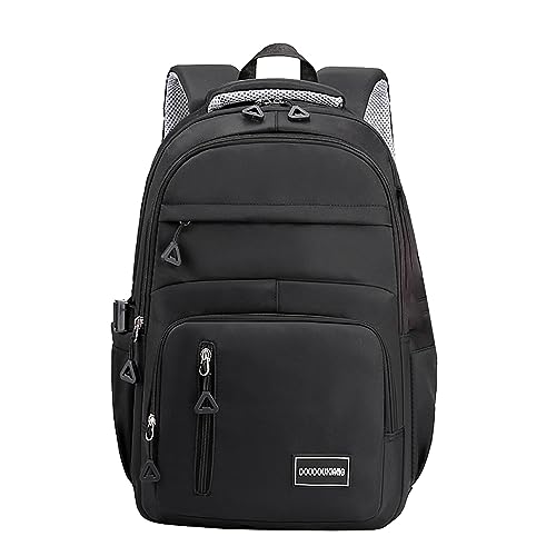 Koreanische Version von Nylon Tuch Schulranzen Mädchen einfache große Kapazität Grundschule Rucksack weibliche Mode Campus Junior High School Rucksack Rucksäcke Damen Elegant Klein (Black, One Size) von QUINTRA