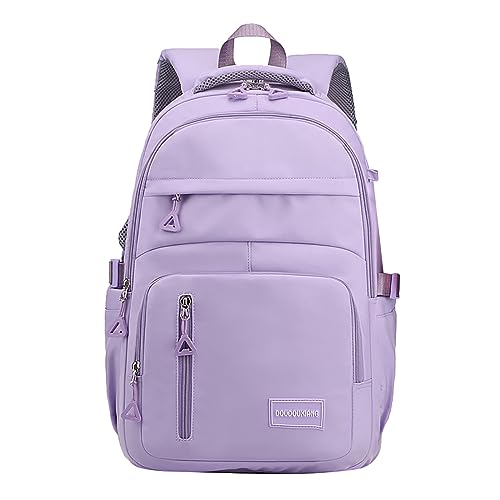 Koreanische Version von Nylon Tuch Schulranzen Mädchen einfache große Kapazität Grundschule Rucksack weibliche Mode Campus Junior High School Rucksack Rucksäcke Damen Elegant Klein (Purple, One Size) von QUINTRA