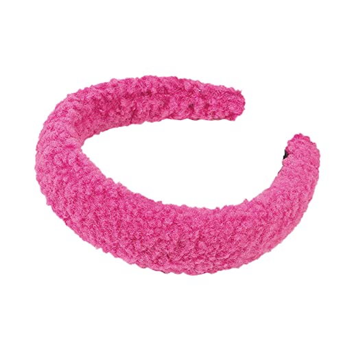Lammwoll-Fleece-Stirnband, geknotetes Stirnband, Haarschmuck, Waschstirnband Musik Stirnband (Hot Pink, One Size) von QUINTRA