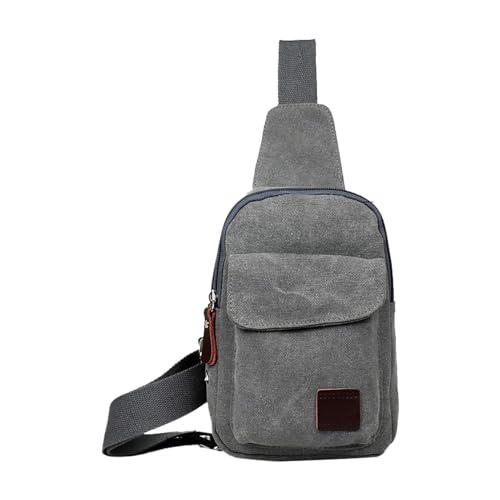 Männer Taille Pack Leinwand Brust Tasche Koreanische männer Tasche Casual Kleinen Rucksack Schulter Tasche Multifunktionale Sport Umhängetasche Umhängetaschen Damen Stoff (Grey, One Size) von QUINTRA