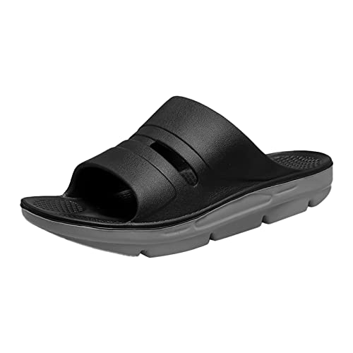 QUINTRA Bequeme und leichte Herren-Hausschuhe mit großem, dickem Bogen im Sommer Herren Schuhe Schwarz Ledersohle von QUINTRA