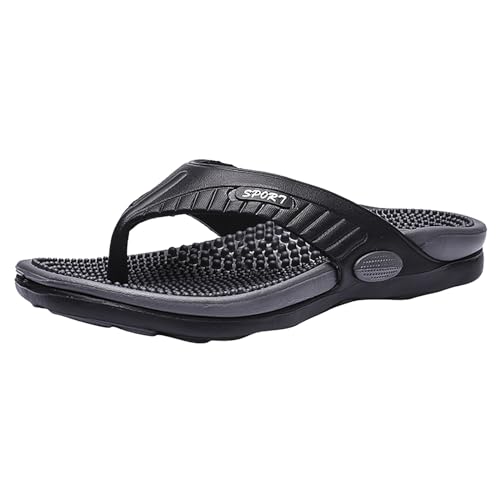 QUINTRA Damen Flip Flops Keil-Wanderpantoffeln Bequeme Massagesohle Slip On Slides String-Sandalen Outdoor Anti-Rutsch-Schuhe (Black, 44) von QUINTRA