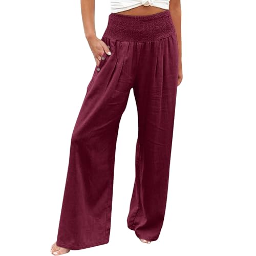 QUINTRA Damen-Hosen mit hoher Taille und Pailletten, locker drapiert, weites Bein, modische Freizeithose Jeanshose Mit Glitzer (RD2, L) von QUINTRA