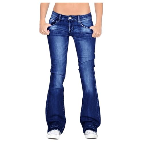 QUINTRA Damen Jeans Niedrige Taille Skinny Ausgestellt Jeanshose (Navy, M) von QUINTRA