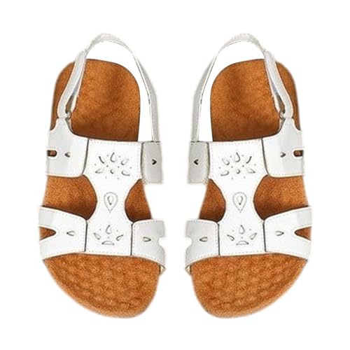 QUINTRA Damen PU Sport Sandalen Open Toe Strap Anti-Rutsch Wedges Sandale Lässige Sommer-Sportschuhe mit Schnalle (White, 36) von QUINTRA