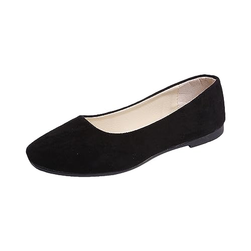 QUINTRA Damen- und Mädchen-Schuhe, einfarbig, große Größe, zum Hineinschlüpfen, flach, flach, bequem, lässig, einzelne Schuhe Sommer Damenschuhe 42 (Black, 35) von QUINTRA