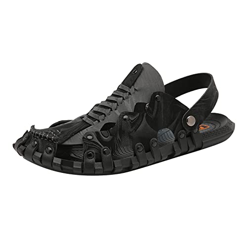 QUINTRA Herren Sandalen Sommer Muster Mode weiche Sohle bequem Trend Indoor und Outdoor Hausschuhe rutschfeste Strandschuhe Offene Schuhe Herren 42 (Black, 39) von QUINTRA