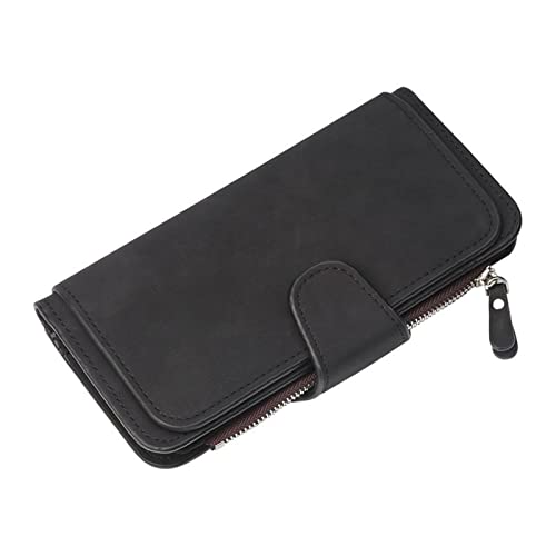 QUINTRA Mode Frauen Brieftasche Kupplung Kartenhalter Geldbörse Dame Lange Handtasche Multi Card Buckle Wallet Schlüsselband Mädchen Glitzer (Black, One Size) von QUINTRA