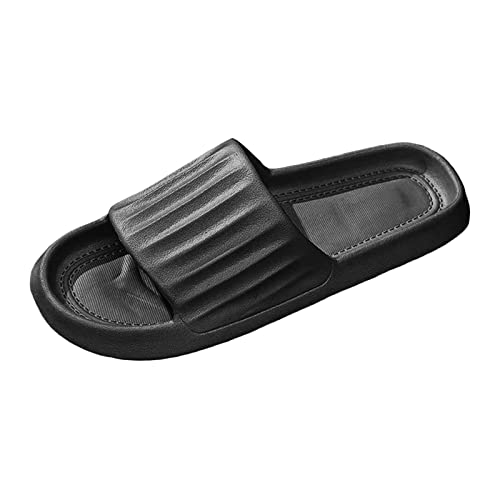 QUINTRA Paare Männer Dusche Zimmer Hause Feste Nicht Slip Atmungsaktive Massage Weiche Sohle Schnell Trocknend Slipper Bequeme Flache Schuhe Schuhe Herren Basketballschuhe (Black, 45) von QUINTRA