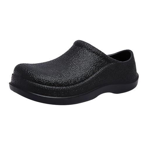 QUINTRA Wasserdichter Herren Gartenschuh Outdoor Slip-On Regenschuhe Weiche Gummi Regenschuhe Lässige Wanderschuhe (Black, 44) von QUINTRA