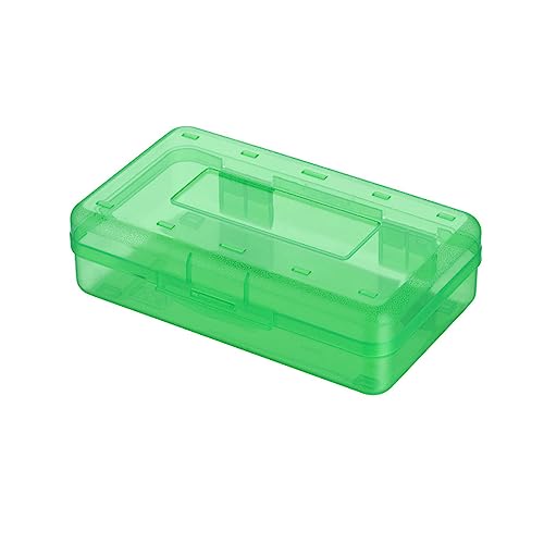 Transparentes Federmäppchen aus Kunststoff für Grund- und Sekundarschüler, niedliche Skizzenkunst-Studenten, minimalistische Schreibwarenbox Handwerker-Werkzeugset Für Zu Hause (Green, One Size) von QUINTRA