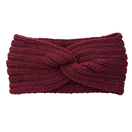 Winter Strick weiches Headband Stretch Frauen Headband Headband Schwitzen Kleidung (Wine, One size) von QUINTRA