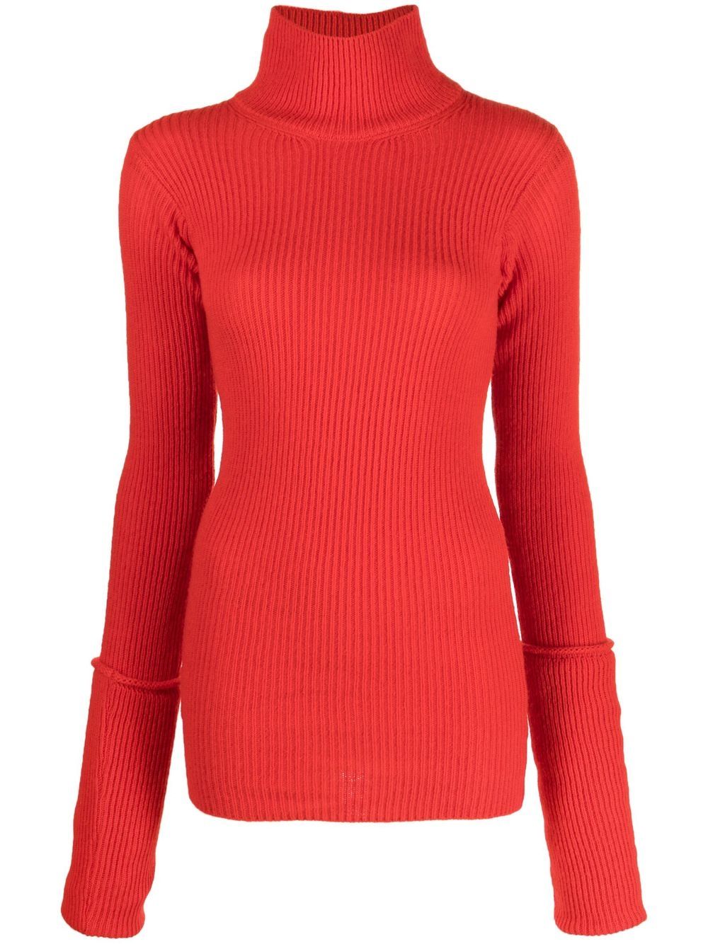 QUIRA Gerippter Rollkragenpullover - Rot von QUIRA