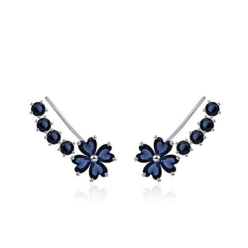 QUKE Damen Modeschmuck Blau Saphir-Farbe Zirkonia Kristall Ear Cuff Braut Hochzeit ganzes ohr ohrstecker von QUKE