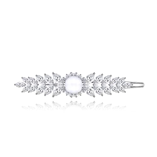 QUKE Damen Zirkonia Kristall Simulierte Perle Braut Haarspange Haarnadel Klaue Headwears Hochzeit Haarschmuck von QUKE