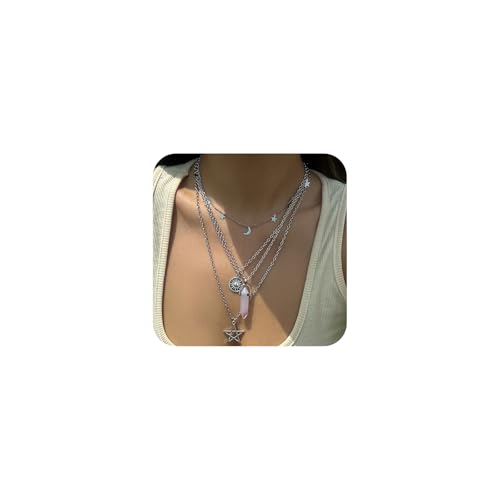 QUMAOJEW Geschichtete Choker-Halskette für Damen, böser Blick-Anhänger, Gliederkette, verstellbar, Boho, Vintage-Halskette, Schmuck, Zink, Kein Edelstein QUMAOJEW Geschichtete Choker-Halskette für Damen, böser Blick-Anhänger, Gliederkette, verstellbar, Boho, Vintage-Halskette, Schmuck, Zink, Kein Edelstein von QUMAOJEW