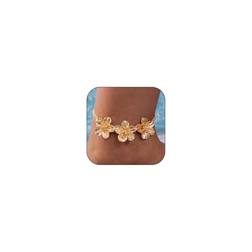 QUMAOJEW Goldfarbene Blumen-Fußkettchen für Damen, Gliederkette, Sommer, Strand, Fußkettchen, Statement-Boho-Schmuck, 1, Kein Edelstein QUMAOJEW Goldfarbene Blumen-Fußkettchen für Damen, Gliederkette, Sommer, Strand, Fußkettchen, Statement-Boho-Schmuck, 1, Kein Edelstein von QUMAOJEW