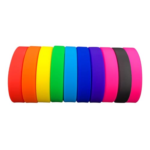 QUMIIRITY 100 Stück Teiliges Silikon Armband Bunte Gummi Wristbands Flexible Hautfreundliche Partygeschenke Blanko Dehnbar für Jungen und Mädchen Farben Gemischt von QUMIIRITY