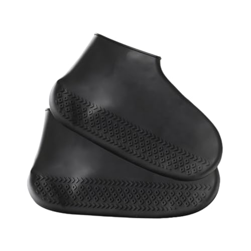 QUMIIRITY 2 Paare wasserdichte rutschfeste Überschuhe Verschleißfest Flexible Schuhschützer für Damen Herren Outdoor Schutz bei Regen Schnee Schwarz von QUMIIRITY