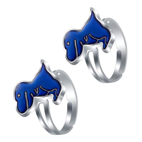 QUMIIRITY 2 Stück Stimmungsring Dinosaurier Farbwechsel Ringe Temperatur Farbwechsel Schmuck für Mädchen Jungen Accessoire Emotionserkennung von QUMIIRITY