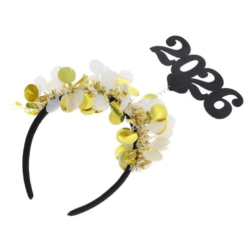 QUMIIRITY 2-teiliges Silvester-stirnband: Goldener Glitzer 2026 Haarreifen Party-haar-accessoires Für Abschlussfeiern, Hochzeiten, Feiern Und Saisonale Veranstaltungen von QUMIIRITY
