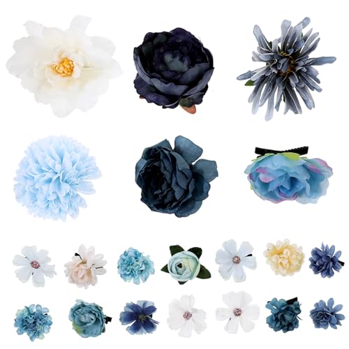 QUMIIRITY Haarnadel-Set für Damen mit Seidenblumen 20-teilig Blumenclips für Frauen Haar-Accessoires für Hochzeiten Vintage-Haarspangen für besondere Anlässe von QUMIIRITY