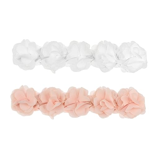 QUMIIRITY 2stücke Blumen Stirnband Für Junge Mädchen Mädchen Elastisches Haarband Weiß Und Rosa Kopftuch Mit Fünf Nebeneinander Liegenden Blumen Haarschmuck Für Kleinkinder von QUMIIRITY