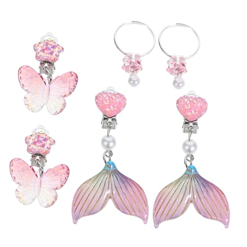 QUMIIRITY 3 Paare Mädchen Ohrclips Meerjungfrau Stil Ohrschmuck ohne Ohrlöcher Süße Bunte Ohrclips Einfach Anzulegen für Geburtstag Party Alltag von QUMIIRITY