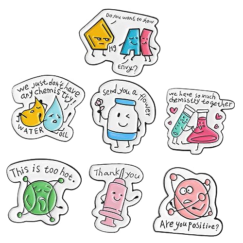 QUMIIRITY 7stücke Chemielabor-brosche Cartoon Anstecknadel Für Kleidung Metallbrosche Dekorative Brosche Süße Brosche Für Damen Anstecknadel Für Rucksäcke Ästhetische Für Taschen Hüte Schals von QUMIIRITY