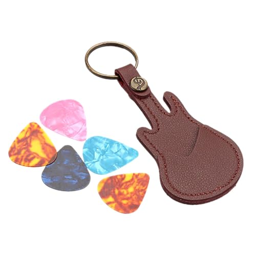 QUMIIRITY Gitarrenplektrenhalter Mit Schlüsselanhänger Plektrenetui in Gitarrenform Gitarrenplektren-Organizer Zum Tragen Pick-Halterung Für Musikliebhaber von QUMIIRITY