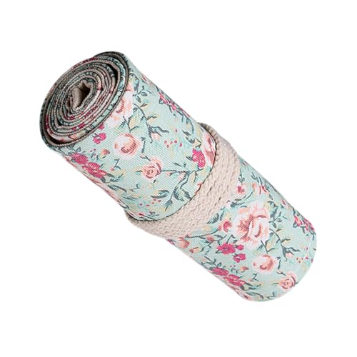 QUMIIRITY Großes Rollmäppchen aus Handgefertigtem Canvas mit Floralem Muster Fächer Stifterolle Langlebiger Tragbarer Federmäppchen für Buntstifte und Marker Praktische Aufbewahrung für von QUMIIRITY