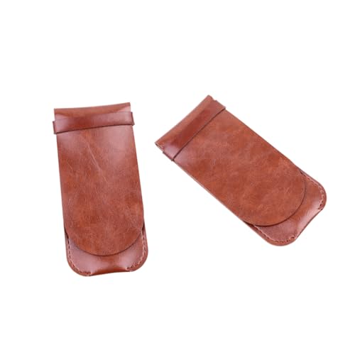 QUMIIRITY Leder Stifteetui Kaffeefarben Handgefertigte Vintage Federmappe Schützende Pen Sleeve Hülle Praktische Schreibgeräte Tasche für Schule Büro Zuhause Stabiles Mehrzweck Etui von QUMIIRITY