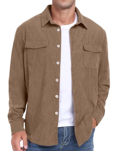 QUNERY Cordhemd Herren Langarm Button Down Freizeithemd Herbst Winter Regular Fit Jacke Mantel mit Klappentasche Kaffee XL QUNERY Cordhemd Herren Langarm Button Down Freizeithemd Herbst Winter Regular Fit Jacke Mantel mit Klappentasche Kaffee XL von QUNERY