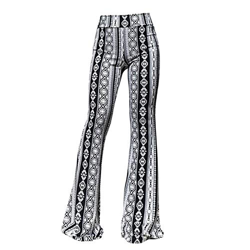 Hohe Taille Zigeuner Yoga Hose, eng anliegende Hüfte Retro Print Big Glockenhose, Ethnic Stretch 70er Jahre Glockenhose Fit to Flare Pants von QUNLING