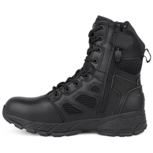 QUNLON Militär Stiefel Herren Kampfstiefel Herren Schwarz Springerstiefel Einsatzstiefel Herren Atmungsaktiver Tactical Boots Bundeswehr Stiefel mit YKK-Zipper-48EU von QUNLON