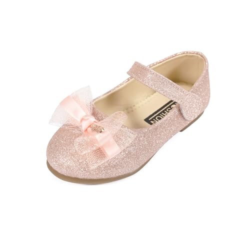 QUNUNOIRE-Prinzessin Schuhe Mädchen Glitzer Schuhe Kinder Pailletten Cosplay Schuhe Partys Hochzeiten Klett Sandalen Elegante Mädchen Rosa 23 von QUNUNOIRE
