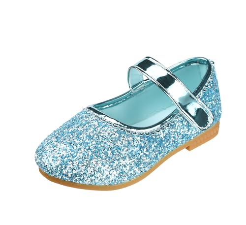 QUNUNOIRE-Prinzessin Schuhe Mädchen Glitzer Schuhe Kinder Pailletten Cosplay Schuhe Partys Hochzeiten Klett Sandalen Elegante Mädchen Schuhe Blau 24 von QUNUNOIRE